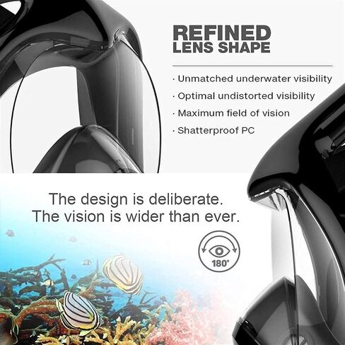 Diving Masks Full Face Snorkel Masks Panoramic Anti-Fog Anti-Leak Swimming Snorkel Scuba Underwater Diving Mask for Adults and Children Large, Light Blue in Saudi Arabia