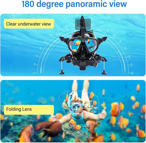 EBTOOLS Mini Scuba Tank, 1L Capacity Diving Tank with Full Face Diving Goggles, Camera Mount, Portable Scuba Diving Tank for Underwater Breathing Training in Saudi Arabia