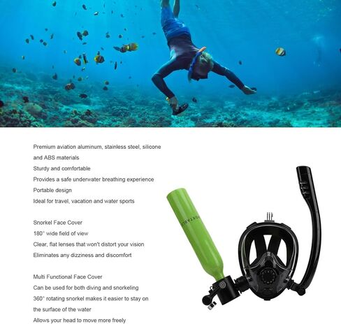 Diving Breathing System, 0.5L Mini Scuba Diving Lung Tank Kits, 55pcs Reusable Scuba Diving Set with Pump for Underwater Breathing Training in Kuwait