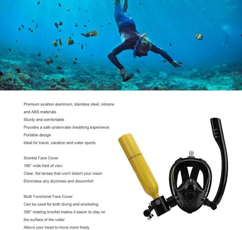 Diving Breathing System, 0.5L Mini Scuba Diving Lung Tank Kits, 55pcs Reusable Scuba Diving Set with Pump for Underwater Breathing Training in Kuwait