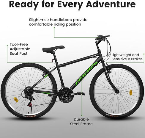 24&26 Inch Mountain Bike for Adults & Teens, 21-Speed Carbon Steel Frame with Dual V-Brakes, All-Terrain Bicycle, 85% Pre-Assembled, 250lbs Capacity in Saudi Arabia