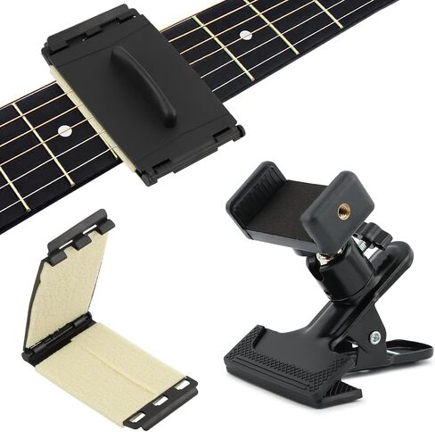 Guitar Head Phone Holder, 360° Rotate Guitar Cell Phone Holder, Live Broadcast Bracket for Recording/Live Broadcast/Video/Teaching Smart Phones Holder for Guitar, Bass, Ukuleles(COLOR:black) in Saudi Arabia