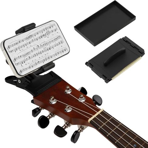 Guitar Head Phone Holder, 360° Rotate Guitar Cell Phone Holder, Live Broadcast Bracket for Recording/Live Broadcast/Video/Teaching Smart Phones Holder for Guitar, Bass, Ukuleles(COLOR:black) in Saudi Arabia