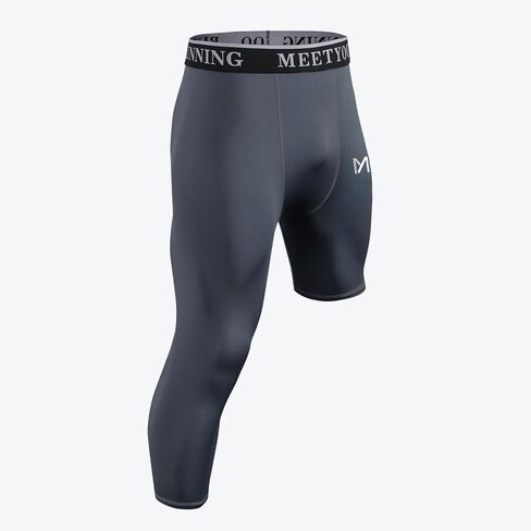 Men's Football 3/4 One Leg Compression Tights Unisex Leggings Athletic Base Layer for Football Basketball Sports Right Single in Saudi Arabia