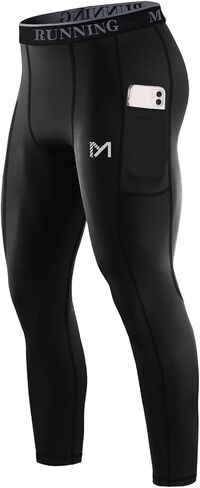 Men’s Compression Pants Running Leggings Athletic Base Layer Workout Tights with Pockets for Sports Basketball Black in Saudi Arabia