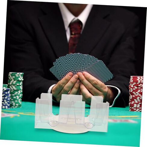 DECHOUS Rotating Playing Card Holder Tray with Deck Capacity Lightweight Poker Stand for Adults Easy to Clean Compact Organizer Suitable for Home Office Entertainment in Kuwait