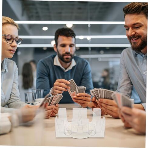 DECHOUS Rotating Playing Card Holder Tray with Deck Capacity Lightweight Poker Stand for Adults Easy to Clean Compact Organizer Suitable for Home Office Entertainment in Kuwait