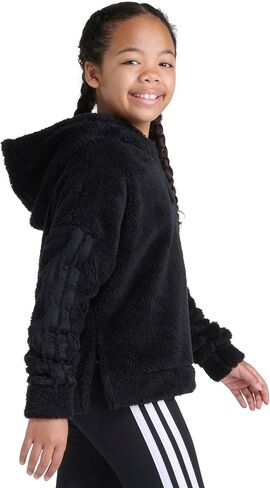adidas girls 3-stripes Sherpa Hooded Pullover (Big Kid) in Saudi Arabia