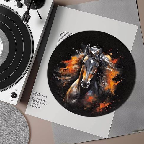 Horse Pattern Turntable Mat Anti-Static for LP Vinyl Record Premium Turntable Slipmat to Reduce Noise and Improve Sound Quality in Kuwait