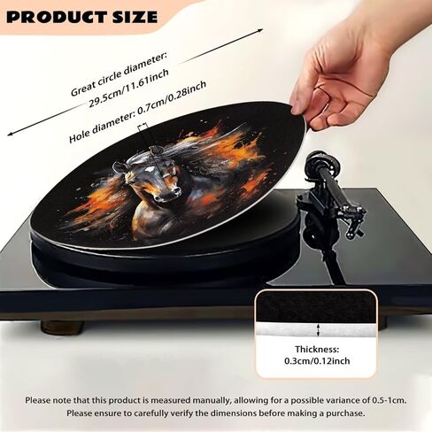 Horse Pattern Turntable Mat Anti-Static for LP Vinyl Record Premium Turntable Slipmat to Reduce Noise and Improve Sound Quality in Kuwait