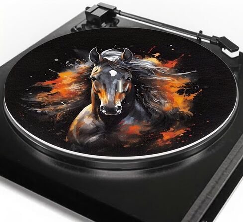 Horse Pattern Turntable Mat Anti-Static for LP Vinyl Record Premium Turntable Slipmat to Reduce Noise and Improve Sound Quality in Kuwait