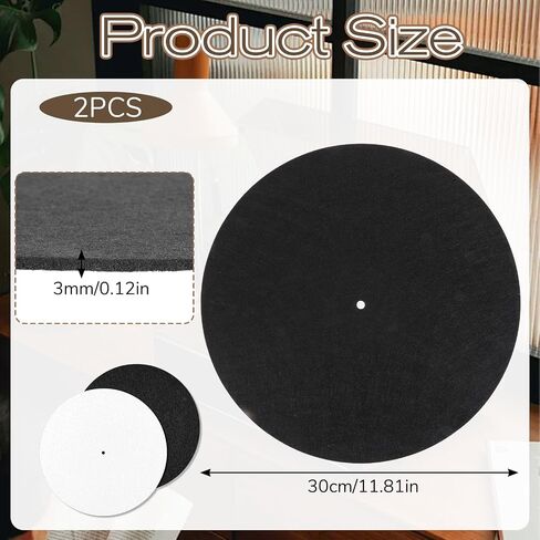 2pcs Turntable Slipmat 12in Record Player Mat Anti-Slip & Anti-Static Felt Record-Pad Wool Turntable Platter Mats Felt Record Protective Mat for Home Records Players Vinyl Records Pad Accessory in Saudi Arabia