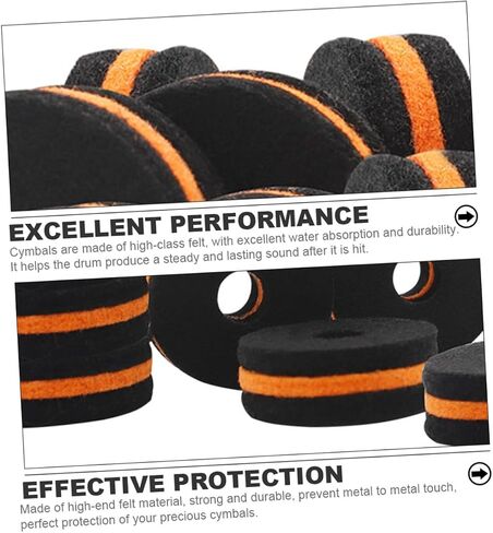 10Pcs Drum Felt Pads Non-slip Cymbal Protection Set Replacement for Drum Kits Prevent Damage Compatible in Saudi Arabia