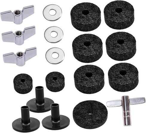 19 Pieces Cymbal Replacement Accessories Wing Nuts Washers Quick Release Portable Cymbal Sleeve for Performance Live- black in Saudi Arabia
