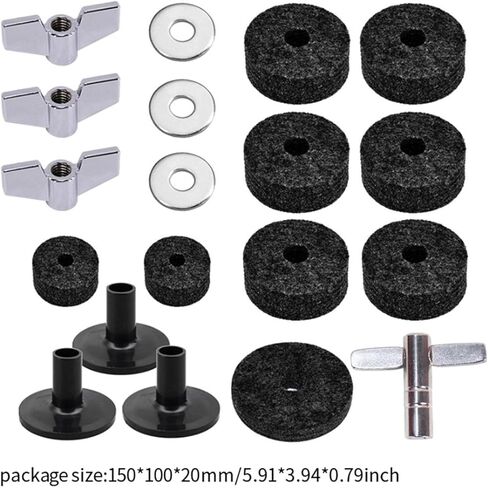 19 Pieces Cymbal Replacement Accessories Wing Nuts Washers Quick Release Portable Cymbal Sleeve for Performance Live- black in Saudi Arabia