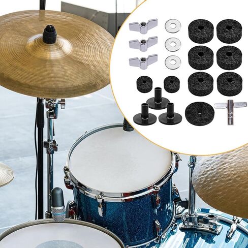19 Pieces Cymbal Replacement Accessories Wing Nuts Washers Quick Release Portable Cymbal Sleeve for Performance Live- black in Saudi Arabia