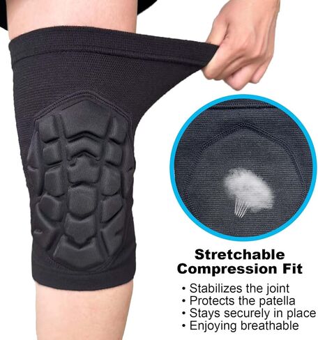 Knee Pads for Skating, Dance Kneepads for Football, Basketball, Skateboard, Workout Men - Lightweight & Elastic Gear Knee Sleeve for Wrestling, Volleyball, Climbing, Gardening, Flooring Women, Black L in Saudi Arabia