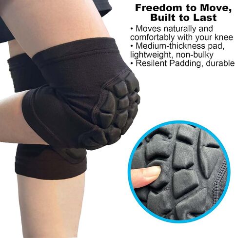 Knee Pads for Skating, Dance Kneepads for Football, Basketball, Skateboard, Workout Men - Lightweight & Elastic Gear Knee Sleeve for Wrestling, Volleyball, Climbing, Gardening, Flooring Women, Black L in Saudi Arabia