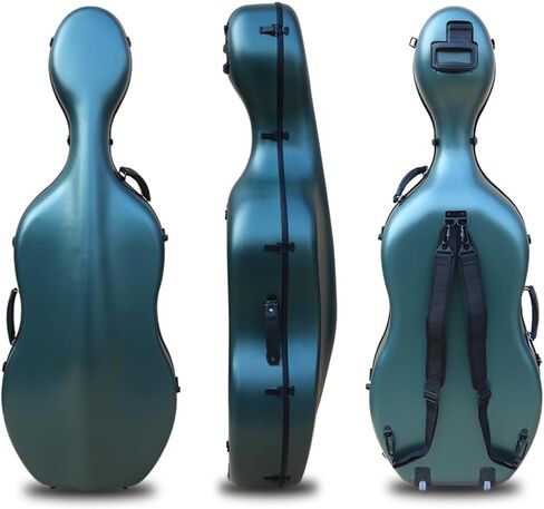 حافظة التشيلو من ألياف الكربون مقاس 4/4 بالحجم الكامل مع عجلات ومقبض مضمن صندوق التشيلو ذو الغلاف الصلب وحزام خلفي خفيف الوزن وملحقات التشيلو المحمولة كاليفورنيا. 4.0 كجم in Kuwait