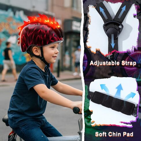 Toddler Bike Helmet with LED Lights, Kids Helmet for Boys 3-8 Years, Adjustable Kids Bike Helmets Toddler Helmets for Bicycle Skateboard Scooter in Saudi Arabia