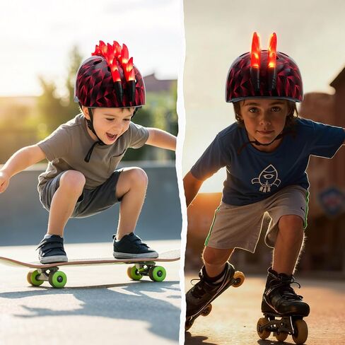 Toddler Bike Helmet with LED Lights, Kids Helmet for Boys 3-8 Years, Adjustable Kids Bike Helmets Toddler Helmets for Bicycle Skateboard Scooter in Saudi Arabia