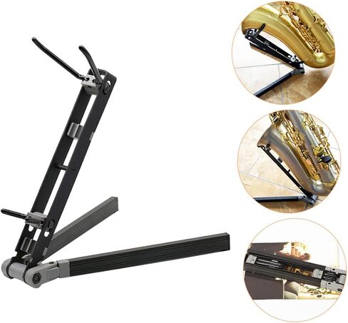 Foldable Alto Saxophone Stand Portable Sax Holder Rack for Home Use Lightweight Metal Bracket No Installation Required Safe Display and Storage for Alto Tenor Saxophones in Saudi Arabia