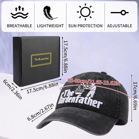 Gardening Gifts for Men, Adjustable Cotton Baseball Cap with Gift Box for Plant Lovers Black in Saudi Arabia