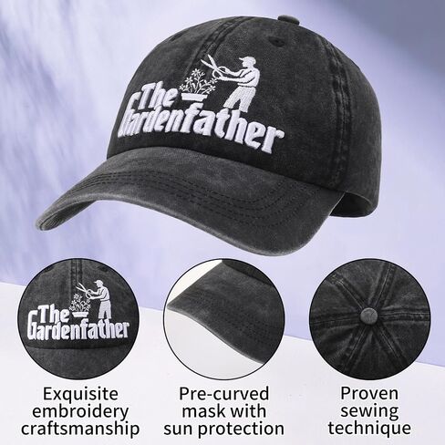 Gardening Gifts for Men, Adjustable Cotton Baseball Cap with Gift Box for Plant Lovers Black in Saudi Arabia