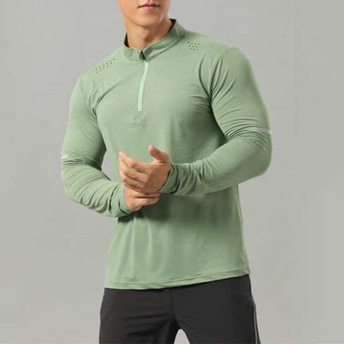 Men's Performance Quarter-Zip Athletic Pullover Lightweight Long Sleeve Activewear for Running and Training in Saudi Arabia