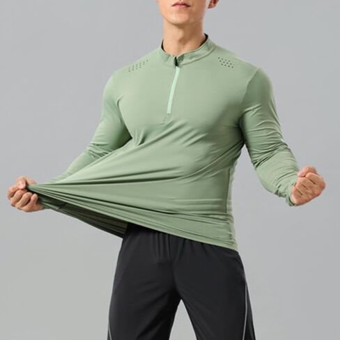 Men's Performance Quarter-Zip Athletic Pullover Lightweight Long Sleeve Activewear for Running and Training in Saudi Arabia