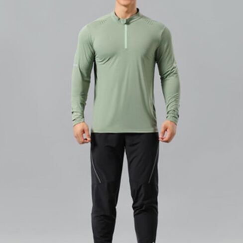 Men's Performance Quarter-Zip Athletic Pullover Lightweight Long Sleeve Activewear for Running and Training in Saudi Arabia
