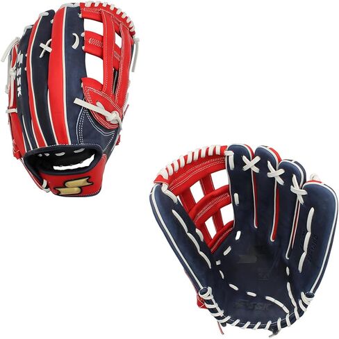 SSK ZSLOW Slowpitch Softball Glove – 12.5" - 13" - 13.5" - 14" – Right & Hand Left Hand Throw (Navy/Red/White, 13.5" - Left Hand Throw) in Saudi Arabia