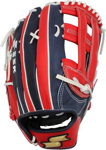 SSK ZSLOW Slowpitch Softball Glove – 12.5" - 13" - 13.5" - 14" – Right & Hand Left Hand Throw (Navy/Red/White, 13.5" - Left Hand Throw) in Saudi Arabia