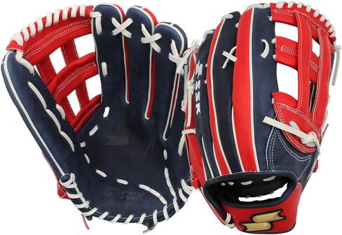 SSK ZSLOW Slowpitch Softball Glove – 12.5" - 13" - 13.5" - 14" – Right & Hand Left Hand Throw (Navy/Red/White, 13.5" - Left Hand Throw) in Saudi Arabia