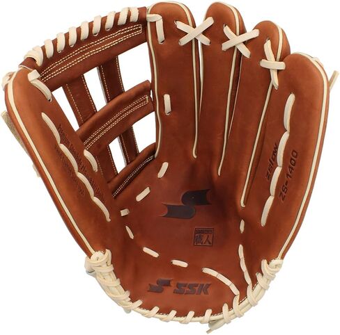 SSK ZSLOW Slowpitch Softball Glove – 12.5" - 13" - 13.5" - 14" – Right & Hand Left Hand Throw (Brown/Camel, 14" - Right Hand Throw) in Saudi Arabia
