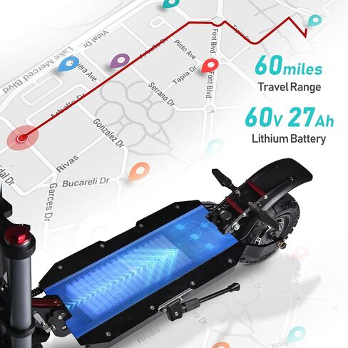 60V 38AH/27AH Electric Scooter Adult,6000W Dual Motors Max Speed 50MPH, Range 45-60 Miles Foldable Electric Scooter with Seat, Dual Suspension All Terrain E-Scooter in Saudi Arabia