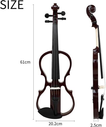 مجموعة كمان احترافية كمان كهربائي 4/4 من الخشب الصلب أداء احترافي للمبتدئين للبالغين (3، أسود) in Kuwait