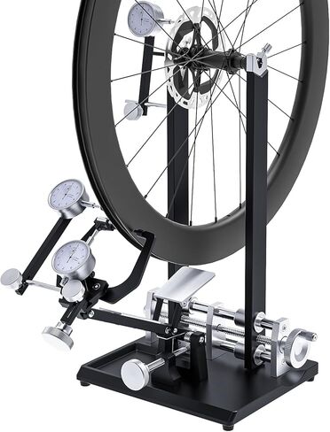 حامل إصلاح الدراجة لعجلة الدراجة للميكانيكيين المحترفين - قاعدة من سبائك الألومنيوم مع حامل أدوات مغناطيسي، ومؤشرات قرص دقيقة لمحاذاة العجلات وفحص دوار القرص in Kuwait