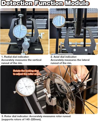 حامل إصلاح الدراجة لعجلة الدراجة للميكانيكيين المحترفين - قاعدة من سبائك الألومنيوم مع حامل أدوات مغناطيسي، ومؤشرات قرص دقيقة لمحاذاة العجلات وفحص دوار القرص in Kuwait
