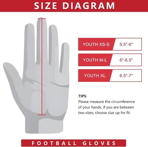 Youth Football Gloves Kids with Ultra Sticky Palm Flag Receiver Gloves in Saudi Arabia