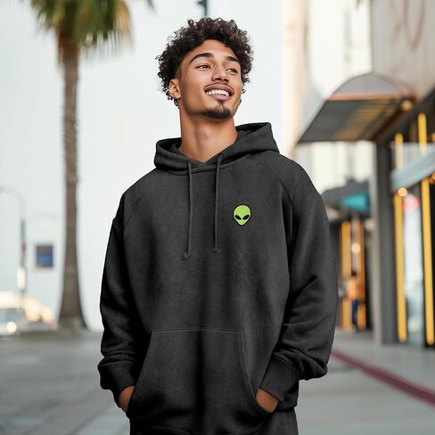 DALIX Alien Embroidery Washed Sweatsuit Set Hoodie Jogger Soft Fleece Relaxed Fit Lounge Mens in Saudi Arabia