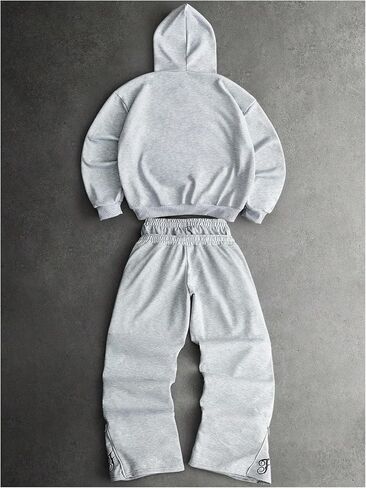 Men's 2 Piece Sweat Sets Embroidered Graphic Hoodies & Double Waisted Baggy Sweatpants in Saudi Arabia