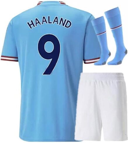 HAALAND Blue Home Kids Youth Set Jersey + Shorts + Socks Size Medium (8-9 Years Old) in Saudi Arabia