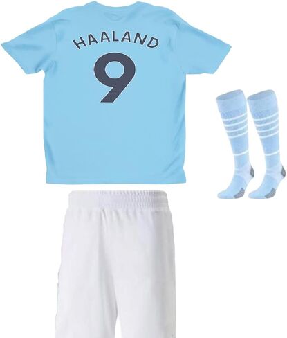 HAALAND Blue Home Kids Youth Set Jersey + Shorts + Socks Size Medium (8-9 Years Old) in Saudi Arabia