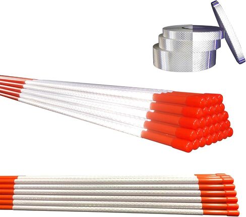 Driveway Marker(High Brightness “Micro Prism "Reflective Materials) 48 Inch 5/16" Dia,30PCS，Fiberglass Reflective Snow Stakes, for Snow Plow Parking Lots,Snow Stakes. in Saudi Arabia