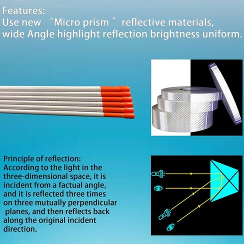 Driveway Marker(High Brightness “Micro Prism "Reflective Materials) 48 Inch 5/16" Dia,30PCS，Fiberglass Reflective Snow Stakes, for Snow Plow Parking Lots,Snow Stakes. in Saudi Arabia
