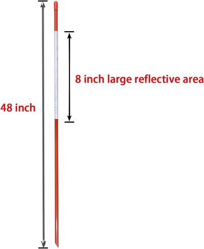 Driveway Marker(High Brightness “Micro Prism "Reflective Materials) 48 Inch 5/16" Dia,30PCS，Fiberglass Reflective Snow Stakes, for Snow Plow Parking Lots,Snow Stakes. in Saudi Arabia