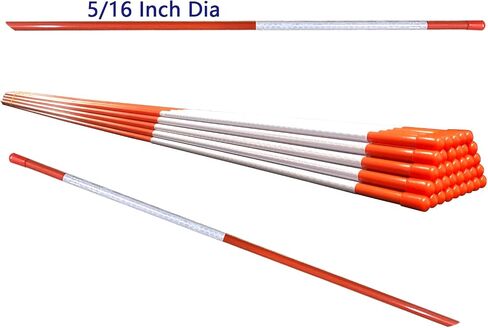 Driveway Marker(High Brightness “Micro Prism "Reflective Materials) 48 Inch 5/16" Dia,30PCS，Fiberglass Reflective Snow Stakes, for Snow Plow Parking Lots,Snow Stakes. in Saudi Arabia