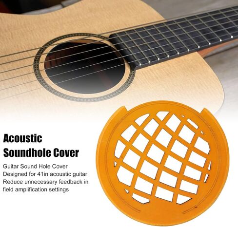 41 Inch Folk Guitar Sound Hole Cover, Acoustic Classical Guitar Hollow Design Protector Cover (Dark Wood) in Saudi Arabia