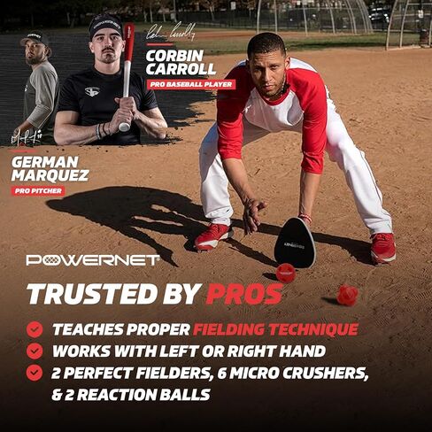 مجموعات PowerNet Perfect Fielder، معدات تدريب البيسبول للبيسبول ذات الأيدي الناعمة، تحسين وقت الانتقال من القفاز إلى اليد، قفازات Fielder المثالية 2-PK، الكسارات الصغيرة، كرات التفاعل، كرات الرغوة التقنية in Saudi Arabia